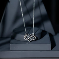 Certified diamond infinity heart necklace by Rosec Jewels featuring sparkling diamonds on a delicate chain.