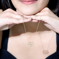 Certified diamond infinity heart necklace by Rosec Jewels featuring sparkling diamonds on a delicate chain.