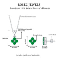 Natural Emerald Clover Jewelry Set for Women