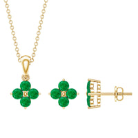 Natural Emerald Clover Jewelry Set for Women