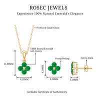 Natural Emerald Clover Jewelry Set for Women