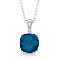 2.84 Carat Cushion Cut London Blue Topaz Solitaire Pendant