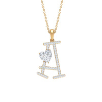 Initial A Pendant Necklace with Cubic Zirconia