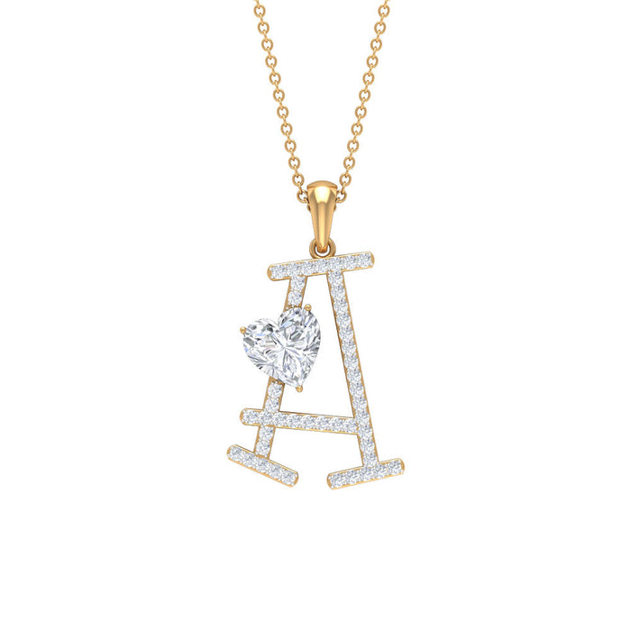 Initial A pendant necklace by Rosec Jewels featuring a cubic zirconia gemstone on a delicate chain.