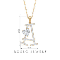 Initial A Pendant Necklace with Cubic Zirconia