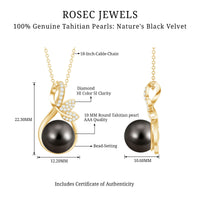 8 Carat Black Pearl and Diamond Bridal Pendant Necklace