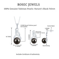 Natural Tahitian Pearl Bridal Infinity Drop Jewelry Set with Moissanite