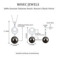 Genuine Tahitian Black Pearl Drop Jewelry Set with Certificate