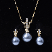 Genuine Tahitian Pearl and Diamond Drop Necklace Earrings Set