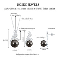 Designer Tahitian Black Pearl Necklace and Earrings Set with Diamond
