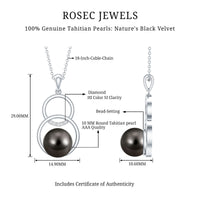 Handpicked Black Pearl Circle Necklace with Diamond