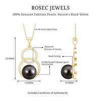 Handpicked Black Pearl Circle Necklace with Diamond