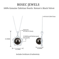 Real Tahitian Pearl and Diamond Star Pendant Necklace With Chain