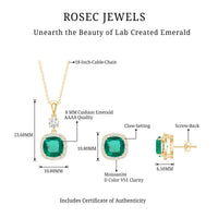 Certified Lab Grown Emerald Bridal Jewelry Set With Moissanite