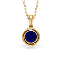 Solitaire Lab Created Blue Sapphire Swirl Jewelry Set with Certificate