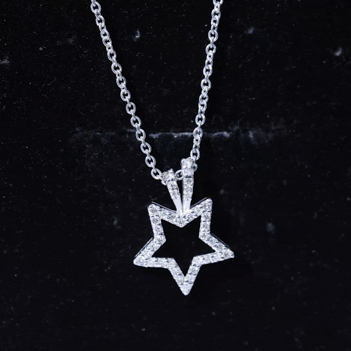 Yellow natural diamond star pendant for women from Rosec Jewels, showcasing a sparkling star-shaped pendant on a delicate chain.