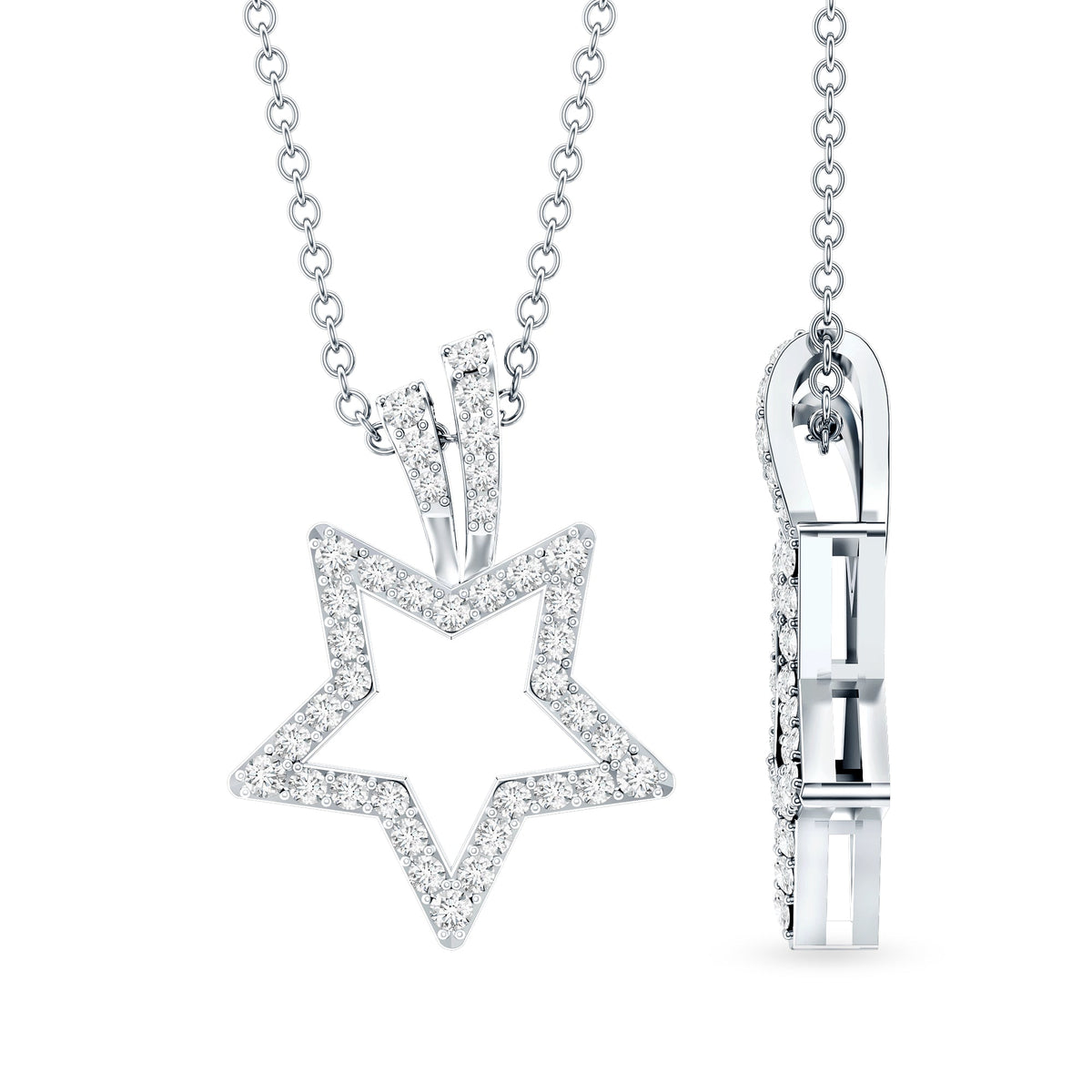 Natural diamond star pendant for women by Rosec Jewels, featuring a sparkling pendant with intricate design detail.
