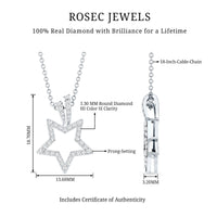 Natural diamond star pendant for women, elegant jewelry from Rosec Jewels featuring a sparkling star-shaped design.