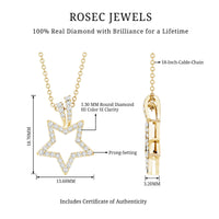 Natural diamond star pendant for women, elegant jewelry by Rosec Jewels featuring sparkling diamond accents.
