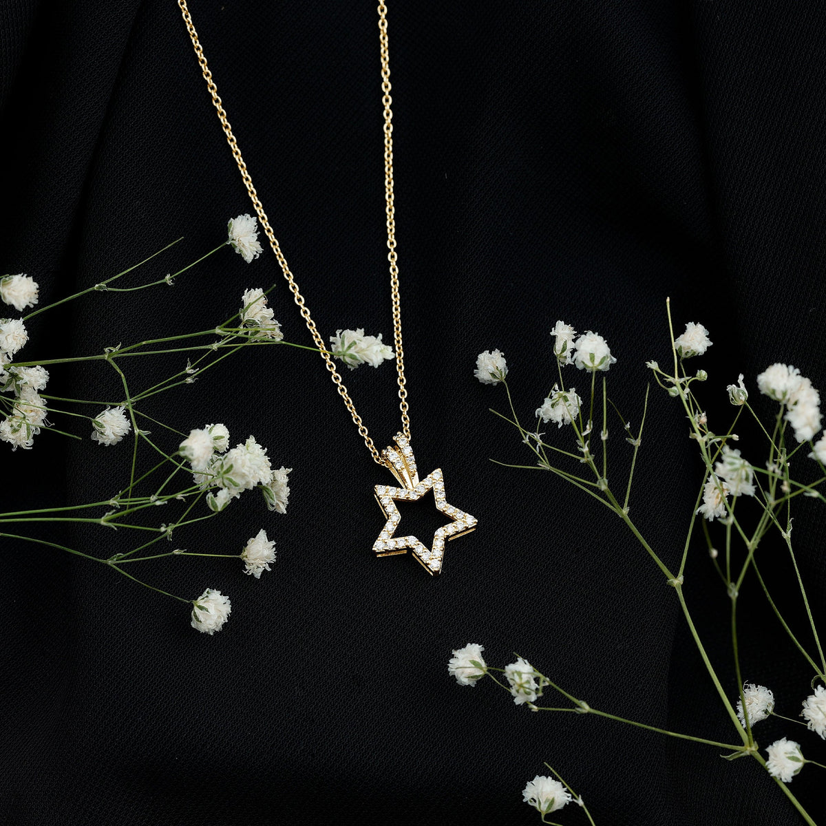 Natural diamond star pendant for women featuring sparkling diamonds on a delicate pendant from Rosec Jewels.
