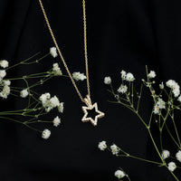Natural diamond star pendant for women featuring sparkling diamonds on a delicate pendant from Rosec Jewels.