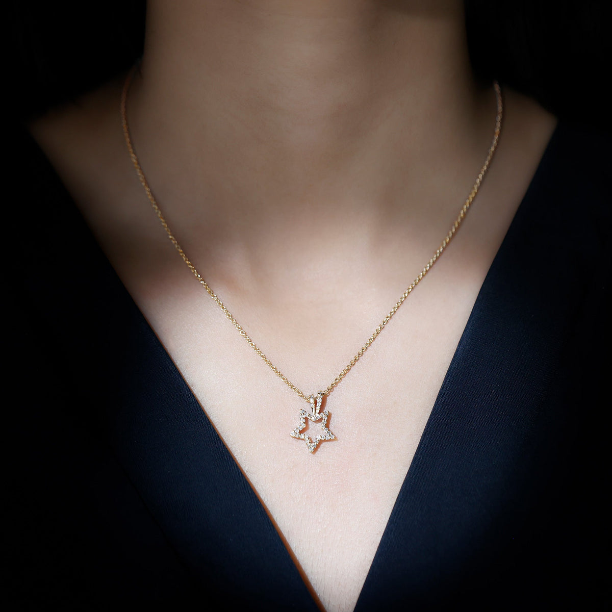 Natural diamond star pendant for women by Rosec Jewels, featuring a sparkling pendant with a delicate star design.