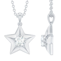 Certified diamond star pendant necklace by Rosec Jewels featuring a sparkling diamond star charm on a delicate chain.