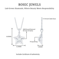 Certified diamond star pendant necklace from Rosec Jewels featuring a sparkling diamond-studded star pendant.