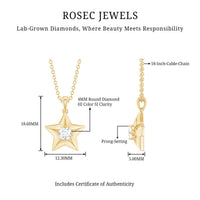 Rosec Jewels certified diamond star pendant necklace featuring a sparkling diamond star charm on a delicate chain.