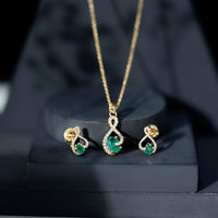 Natural Emerald and Diamond Wedding Jewelry Set