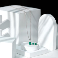 Genuine Emerald Solitaire Pendant and Earrings Set with Lab Grown Diamond