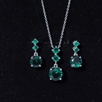 Certified Lab Created Emerald Dangle Necklace Earrings Set