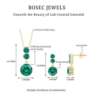Certified Lab Created Emerald Dangle Necklace Earrings Set