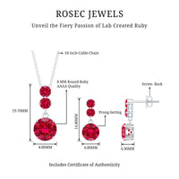 Lab Created Ruby Three Stone Dangle Jewelry Set
