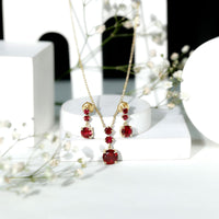 Lab Created Ruby Three Stone Dangle Jewelry Set
