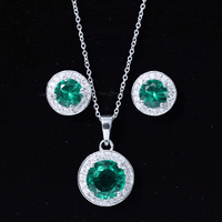 Certified 3.5 Carat Lab Grown Emerald Wedding Necklace and Earrings