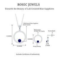 Lab Created Blue Sapphire and Moissanite Eternity Jewelry Set