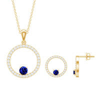 Lab Created Blue Sapphire and Moissanite Eternity Jewelry Set