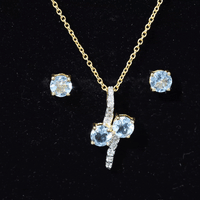 Aquamarine Bridal Jewelry Set with Diamond Accent