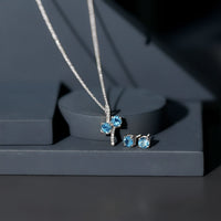 Aquamarine Bridal Jewelry Set with Diamond Accent