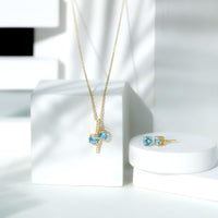 Aquamarine Bridal Jewelry Set with Diamond Accent