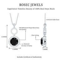 Classic 2 Carat Black Onyx Diamond Drop Necklace