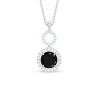 Classic 2 Carat Black Onyx Diamond Drop Necklace