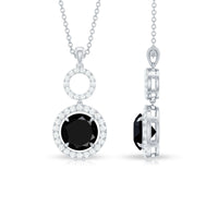 Classic 2 Carat Black Onyx Diamond Drop Necklace