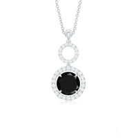 Real 2.6 Carat Black Spinel Drop Pendant Necklace with Diamond
