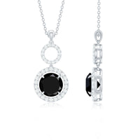 Real 2.6 Carat Black Spinel Drop Pendant Necklace with Diamond
