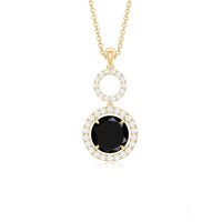 Real 2.6 Carat Black Spinel Drop Pendant Necklace with Diamond