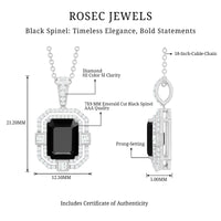 Black Spinel Vintage Inspired Pendant Necklace With Diamond Accent