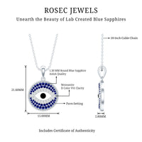 Evil Eye Necklace with Lab Grown Blue Sapphire and Moissanite