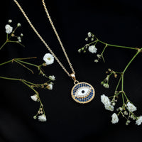 Evil Eye Necklace with Lab Grown Blue Sapphire and Moissanite